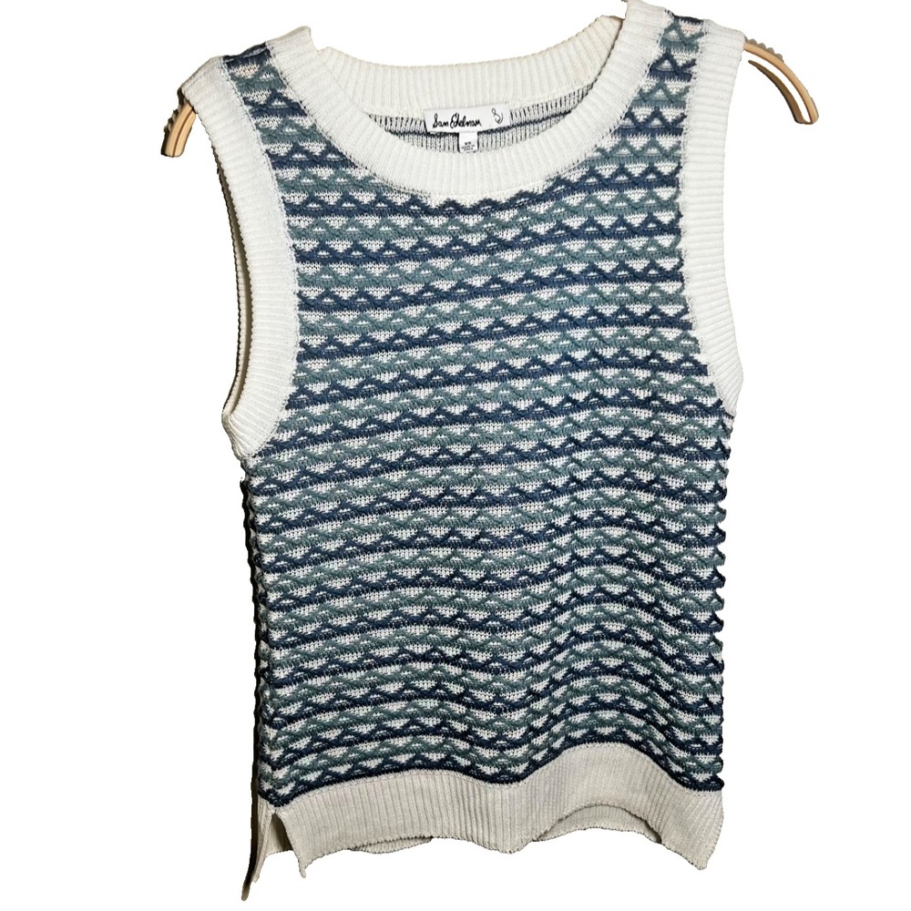Sam Edelman‎ Women's Sweater Sleeveless Cableknit  Sz XS Tennis Pickleball Blue